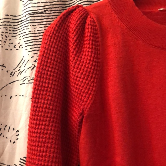 COS Puff-sleeve Red Cotton-wool Sweater Size Small - Picture 4 of 8